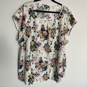ModCloth Cream Floral Short Sleeve Scoop Neck Blouse Top 4X
